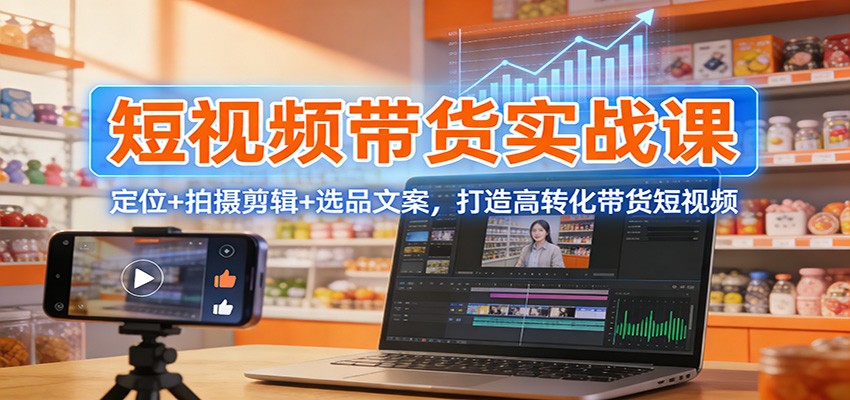短视频带货实战课：定位+拍摄剪辑+选品文案，打造高转化带货短视频-副业网