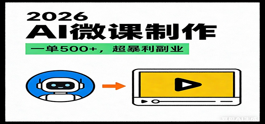 2026AI 风口最稳副业:微课代写制作,一单 500+,人人可做的蓝海项目-副业网