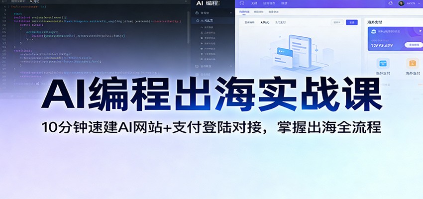 AI编程出海实战课：10分钟速建AI网站+支付登陆对接，掌握出海全流程-副业网