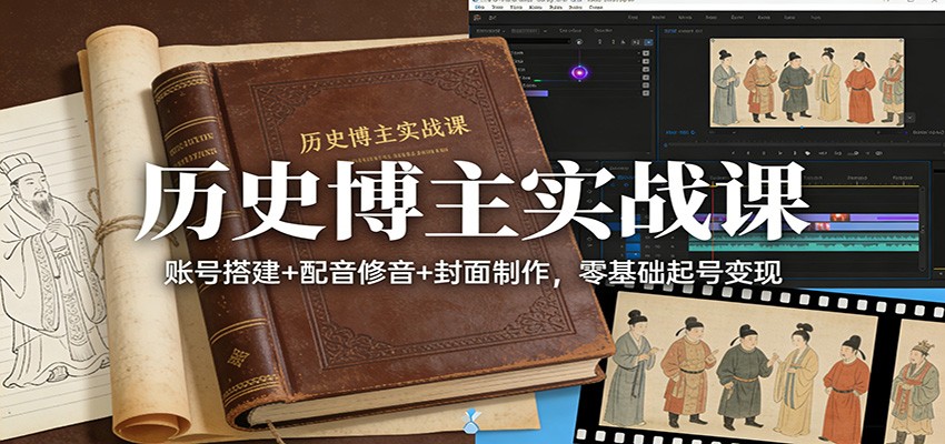 历史博主实战课:账号搭建+配音修音+封面制作,零基础起号变现-副业网