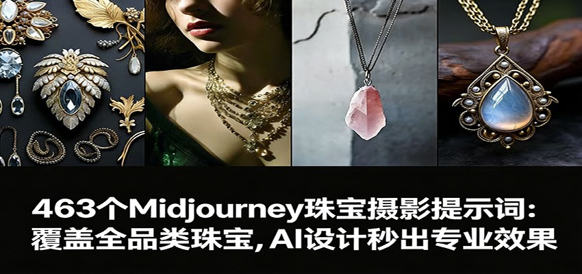 463个Midjourney珠宝摄影提示词:覆盖全品类珠宝,AI设计秒出专业效果-副业网
