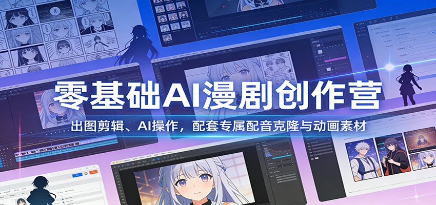 零基础AI漫剧创作营:出图剪辑、AI操作,配套专属配音克隆与动画素材-副业网