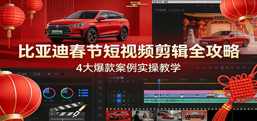 比亚迪春节短视频剪辑全攻略,4大爆款案例实操教学-副业网