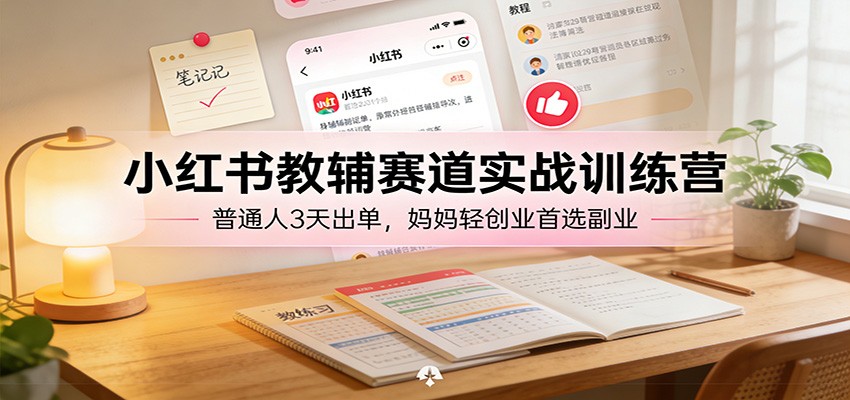小红书教辅赛道实战训练营:普通人3天出单,妈妈轻创业首选副业-副业网