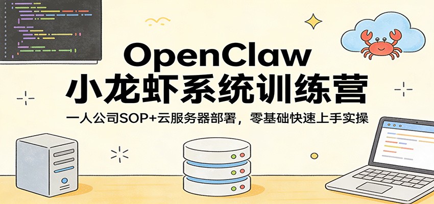 OpenClaw小龙虾系统训练营:一人公司SOP,云服务器部署,零基础快速上手实操-副业网