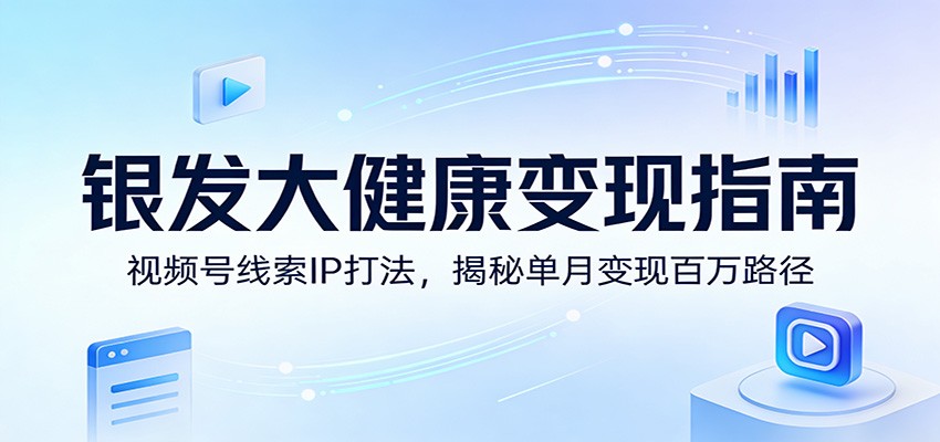 银发大健康变现指南:视频号线索IP打法,揭秘单月变现百万路径-副业网