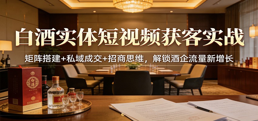 白酒实体短视频获客实战:矩阵搭建+私域成交+招商思维,解锁酒企流量新增长-副业网