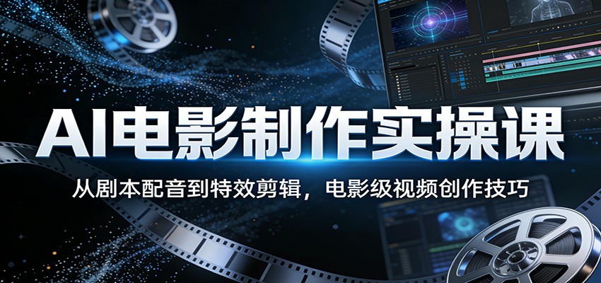 AI电影制作实操课:从剧本配音到特效剪辑,电影级视频创作技巧-副业网