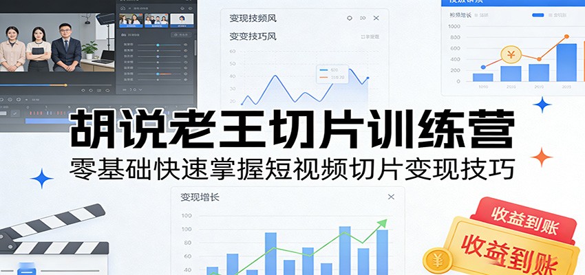胡说老王切片训练营，零基础快速掌握短视频切片变现技巧-副业网