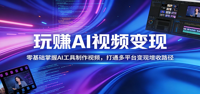 玩赚AI视频变现，零基础掌握AI具制作视频，打通多平台变现增收路径-副业网
