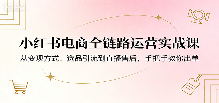 小红书电商全链路运营实战课:从变现方式、选品引流到直播售后,手把手教你出单-副业网