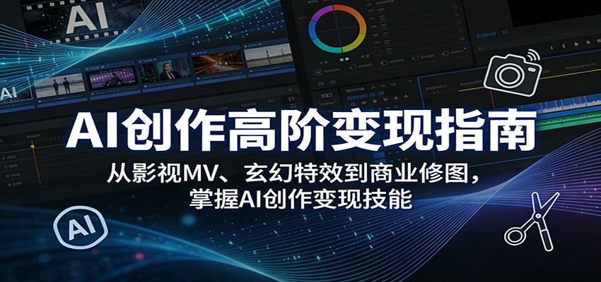 AI创作高阶变现指南:从影视MV、玄幻特效到商业修图,掌握AI创作变现技能-副业网