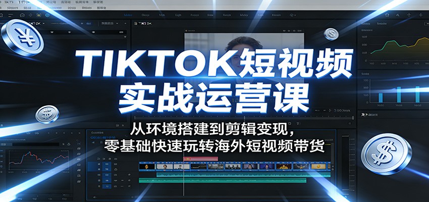 TIKTOK短视频实战运营课:从环境搭建到剪辑变现,零基础快速玩转海外短视频带货-副业网