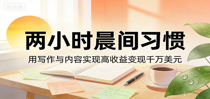 付费文章:两小时晨间习惯,用写作与内容实现高收益变现千万美元-副业网