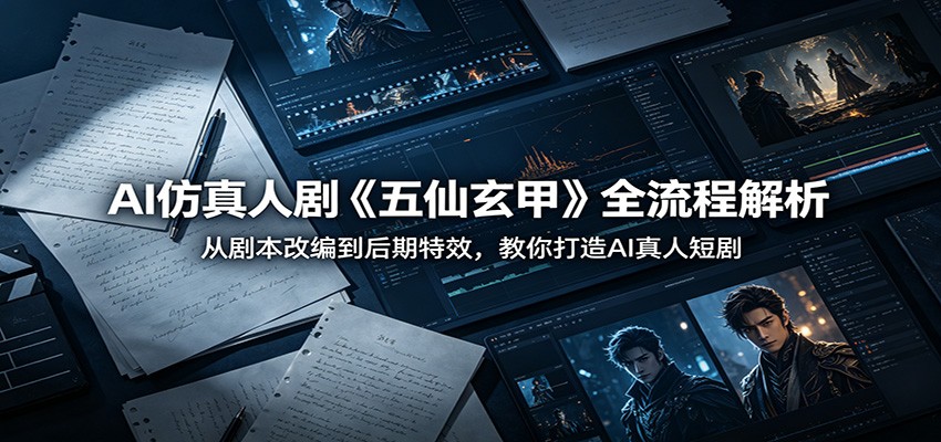 AI仿真人剧《五仙玄甲》全流程解析：从剧本改编到后期特效，教你打造AI真人短剧-副业网
