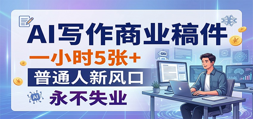 AI写作商业稿件，一小时5张+，普通人新风口，永不失业-副业网