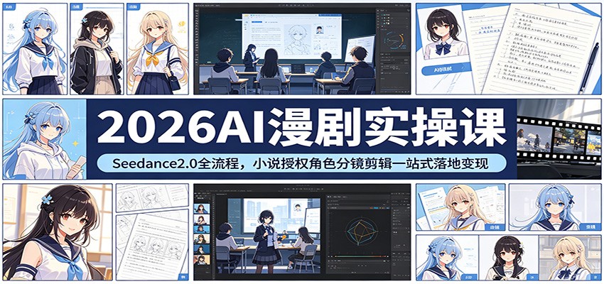 2026AI漫剧实操课:Seedance2.0全流程,小说授权角色分镜剪辑一站式落地变现-副业网