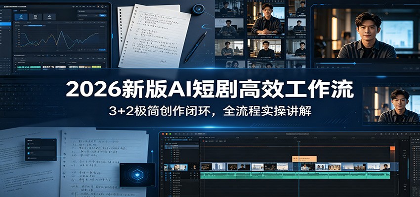 2026新版AI短剧高效工作流:3+2极简创作闭环,全流程实操讲解-副业网