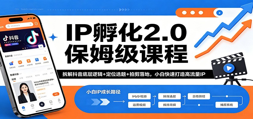 IP孵化2.0保姆级课程:拆解抖音底层逻辑+定位选题+拍剪落地,小白快速打造高流量IP-副业网