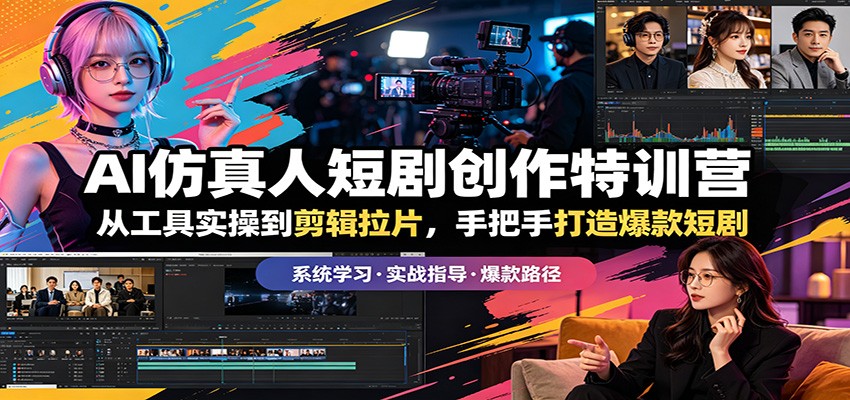AI仿真人短剧创作特训营:从工具实操到剪辑拉片,手把手打造爆款短剧-副业网
