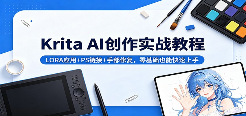 Krita AI创作实战教程:LORA应用+PS链接+手部修复,零基础也能快速上手-副业网