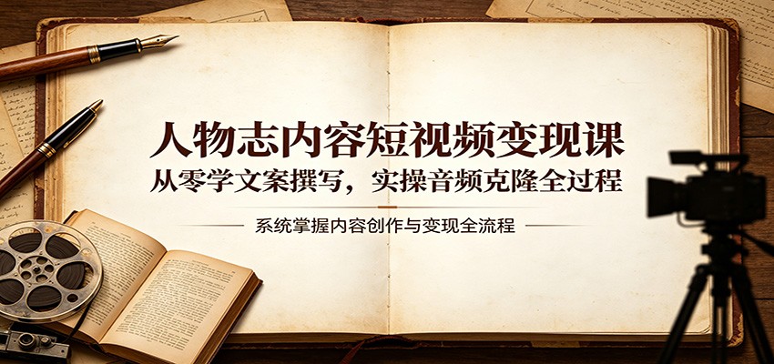 人物志内容短视频变现课：从零学文案撰写，实操音频克隆全过程-副业网