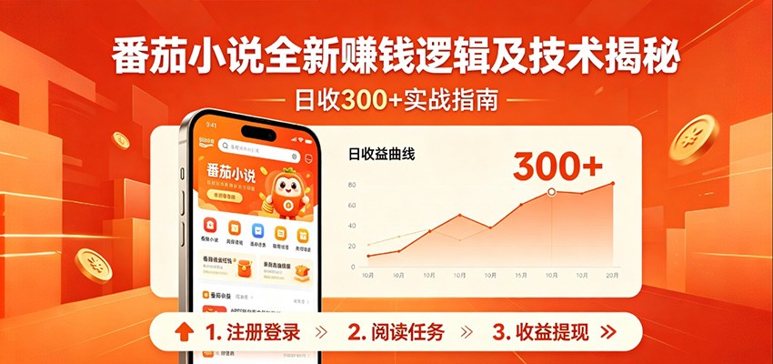 番茄小说全新赚钱逻辑及技术日收300+，小白新书皆可做！无脑赚就行了！-副业网