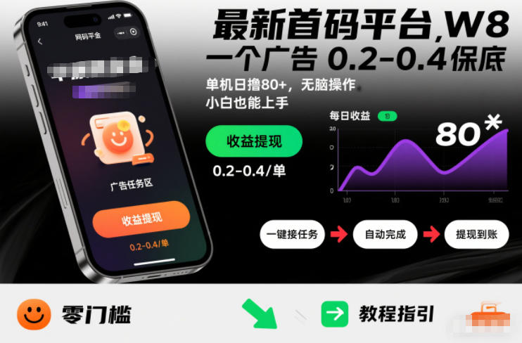 最新首码平台，一个广告 0.2-0.4 保底，单机日撸80+，可矩阵无脑操作，小白也能上手【揭秘】-副业网