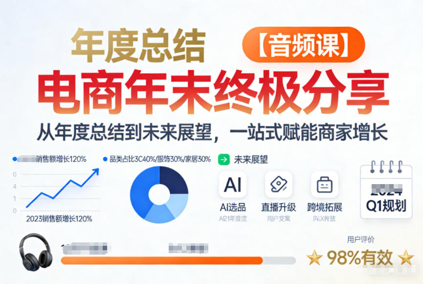 电商年未终极分享,从年度总结到未来展望,一站式赋能商家增长【音频课】-副业网