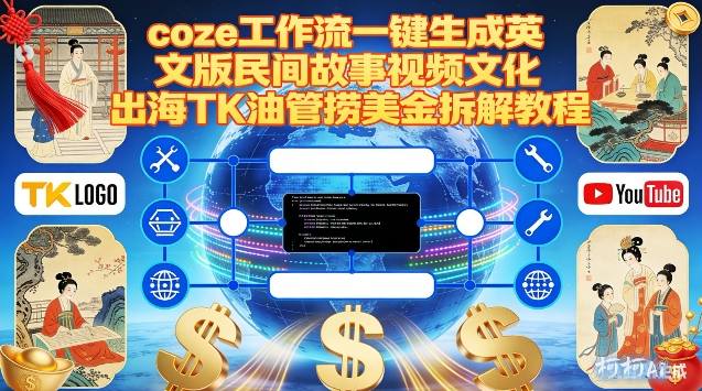 Coze扣子工作流一键生成英文版民间故事视频,文化出海TK油管捞美金拆解教程-副业网