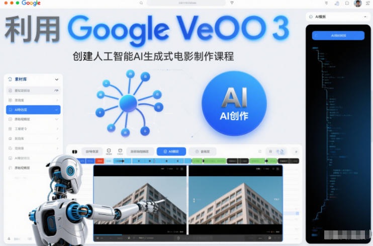 利l用Google Veo 3创建人工智能AI生成式电影制作课程,使用人工智能的力量创建令人惊叹的视频-副业网