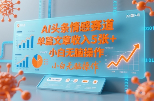 AI头条情感赛道，单篇文章收入5张+，小白无脑操作-副业网