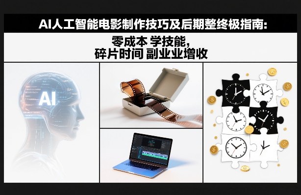 AI人工智能电影制作技巧及后期完整终极指南：零成本学技能，碎片时间副业增收-副业网