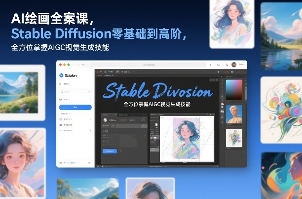 AI绘画全案课,Stable Diffusion零基础到高阶,全方位掌握AIGC视觉生成技能-副业网