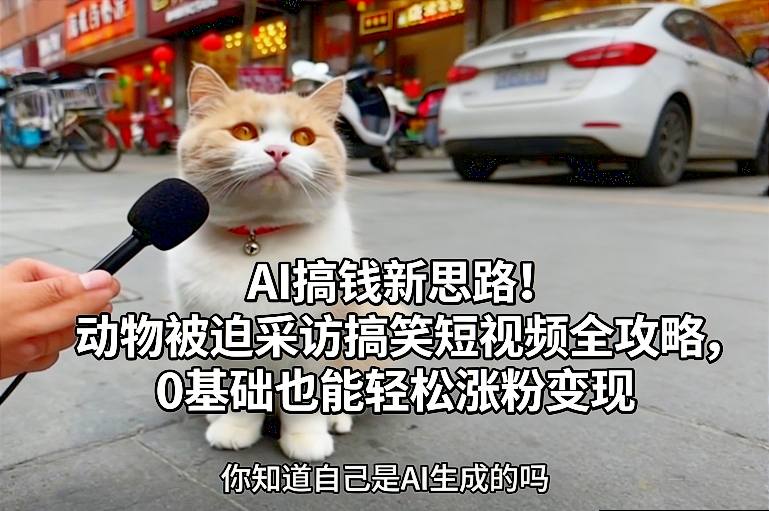 AI搞钱新思路!动物被迫采访搞笑短视频全攻略,0基础也能轻松涨粉变现-副业网