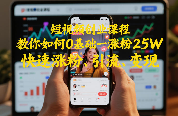 短视频创业课程,教你如何0基础一天涨粉25W,快速涨粉、引流、变现-副业网