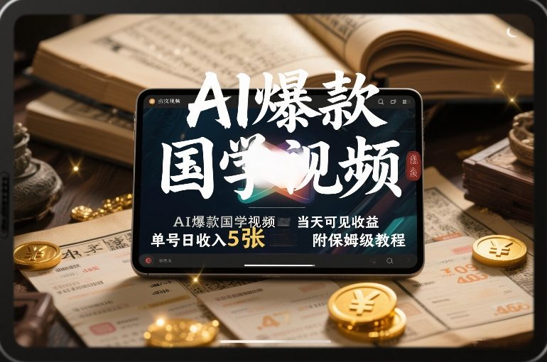 AI爆款国学视频,独家起号方法,小白直接上手,当天可见收益,单号日收入5张+附保姆级教程-副业网