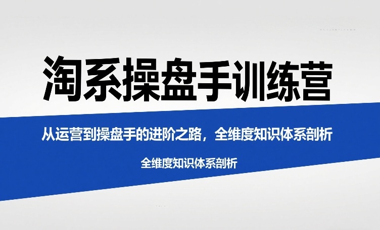 淘系操盘手训练营，​从运营到操盘手的进阶之路，全维度知识体系剖析-副业网