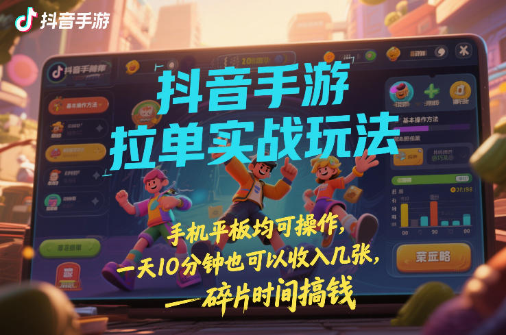抖音手游拉单实战玩法,手机平板均可操作,一天10分钟也可以收入几张,碎片时间搞钱【揭秘】-副业网
