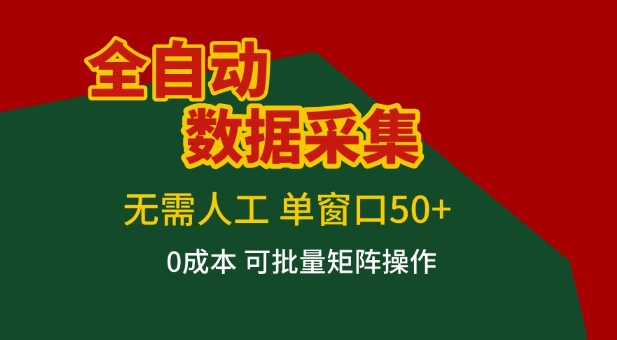全自动数据采集项目,无需人工,单窗口可达50+收益,操作简单无难度,一个人也能轻松实现矩阵【揭秘】-副业网