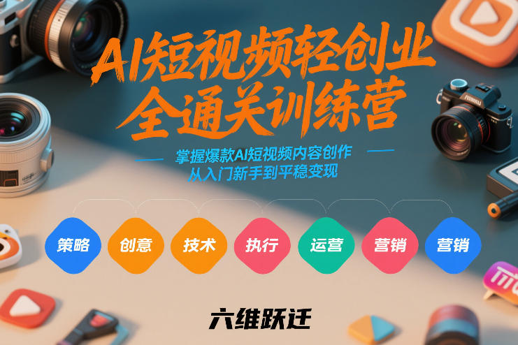 AI短视频轻创业全通关训练营,掌握爆款AI短视频内容创作,从入门新手到平稳变现的六维跃迁-副业网