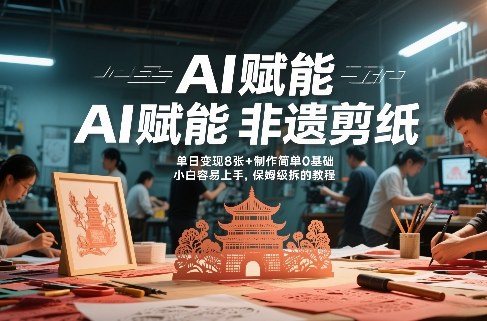 AI赋能非遗剪纸,地标性建筑爆款视频,单日变现8张+制作简单0基础,小白容易上手,保姆级拆解教程-副业网