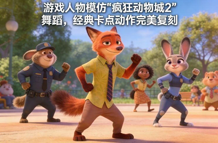 游戏人物模仿“疯狂动物城2”舞蹈，经典卡点动作完美复刻-副业网