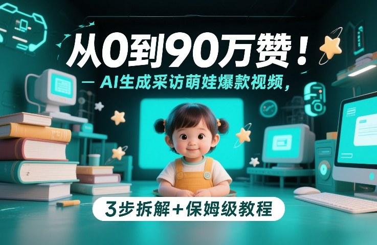 从0到90万赞：AI生成采访萌娃爆款视频，3步拆解+保姆级教程-副业网