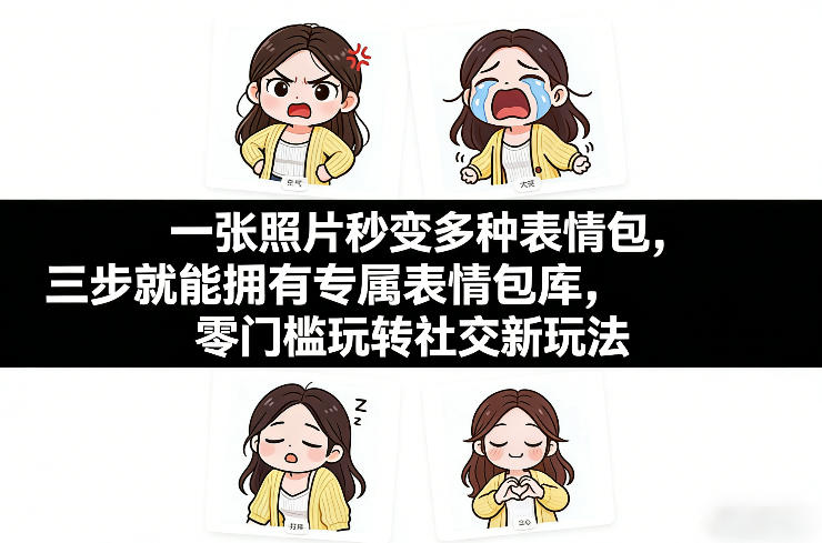 一张照片秒变多种表情包,三步就能拥有专属表情包库,零门槛玩转社交新玩法【文档】-副业网