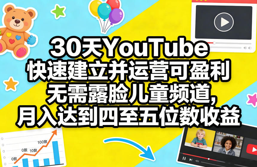 30天YouTube快速建立并运营可盈利无需露脸儿童频道,月入达到四至五位数收益-副业网