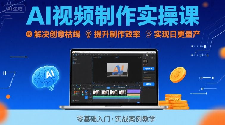Ai视频制作实操课,解决创意枯竭、效率低下痛点,实现日更量产可持续变现(更新26年3月)-副业网
