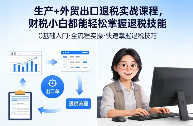 生产+外贸出口退税实战课程,财税小白都能轻松掌握退税技能-副业网