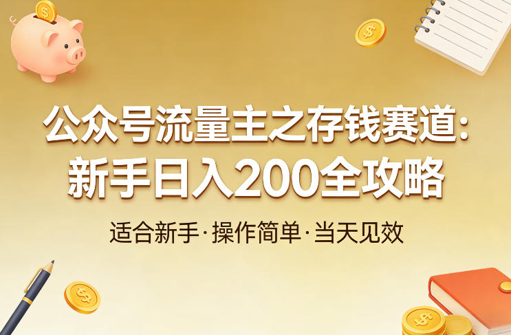 公众号流量主之存钱赛道，贴合当下需求，适合新手，一天收益2张-副业网