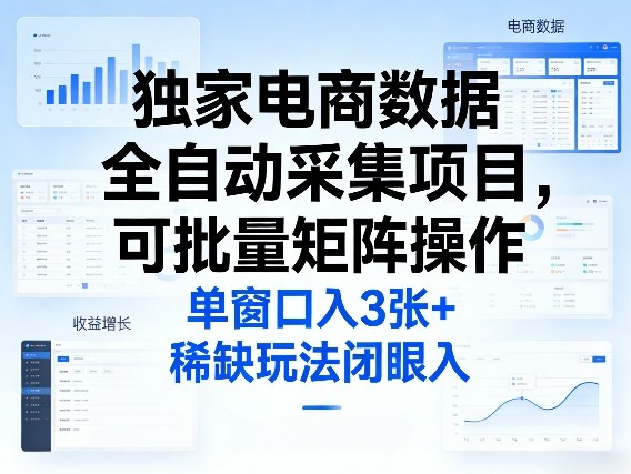 独家电商数据全自动采集项目,可批量矩阵操作,单窗口日入3张+,稀缺玩法闭眼入【揭秘】-副业网